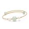 Natural Green Aventurine & Pearl Round Beaded Bangle, Brass Torque Bangle for Women, Golden, Inner Diameter: 2-1/4 inch(5.6cm)