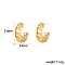 Stylish Stainless Steel C-Shaped Stud Earrings, Real 18K Gold Plated, 33x34mm