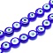 Handmade Evil Eye Lampwork Flat Round Bead Strands, Blue, 6x3mm, Hole: 1mm, about 65pcs/strand, 14 inch