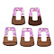 Transparent Resin & Walnut Wood Pendants, Trapezoid Charms with Heart Paillettes, Violet, 38x27x3mm, Hole: 2mm