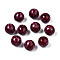 Opaque Printed Acrylic Beads, Round with Flower, Dark Red, 9x9.5mm, Hole: 1.8mm