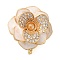 Brass Micro Pave Cubic Zirconia & Natural Shell & Enamel Fold Over Clasps, Flower, Real 18K Gold Plated, 22x20x19.5mm, Hole: 1mm