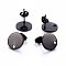 304 Stainless Steel Stud Earring Findings, with Loop and Flat Plate, Flat Round, Electrophoresis Black, 12x1mm, Hole: 1.6mm