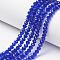 Glass Beads Strands, Faceted, Rondelle, Blue, 6x5mm, Hole: 1mm, about 83~85pcs/strand, 38~39cm