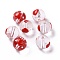 Transparent Glass Beads, Hand Drawn Beads, with Enamel, Round, Red, Heart Pattern, 11.5~12x11mm, Hole: 1.5~1.6mm