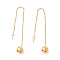 Long Chain with Round Ball Dangle Stud Earrings, 304 Stainless Steel Ear Thread for Women, Golden, 100mm, Pin: 1mm