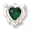 Rack Plating Alloy Pendants, with Rhinestone, Heart, Green, 20.5x19.5x6mm, Hole: 1.5mm