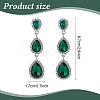 3 Pairs 3 Colors Glass Teardrop Dangle Stud Earrings with Rhinestone EJEW-AN0003-98-2