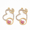 Rack Plating Alloy Rhinestone Pendants PALLOY-Q433-005-RS-1
