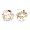 Flat Round with Butterfly Bee Flower Enamel Pin with Rhinestone JEWB-N007-070-3