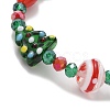 Christmas Tree & Snowman & Gift Box Lampwork & Glass Stretch Bracelets for Women BJEW-TA00258-5