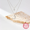 Anti-Tarnish Rhodium Plated 925 Sterling Silver Double Layer Necklaces AZ0813-3