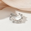 Brass Micro Pave Cubic Zirconia Cuff Open Rings RJEW-C163-10P-3