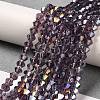 Transparent Electroplate Glass Beads Strands GLAA-F029-3mm-A04-4
