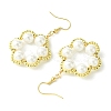 Flower Shell Pearl & Non-magnetic Synthetic Hematite Bead Dangle Earrings EJEW-JE05773-3