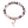 Natural Pink Zebra Jasper Beads Stretch Bracelets for Women BJEW-JB11451-2