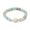 Natural Flower Amazonite Beaded Stretch Bracelet BJEW-JB09764-01-2