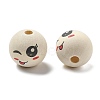 Printed Schima Wood European Beads WOOD-G023-14B-2