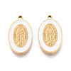 Religion 304 Stainless Steel & Enamel Oval Pendants STAS-T073-14G-1