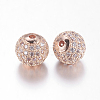 Brass Micro Pave Cubic Zirconia Beads X-ZIRC-D011-53RG-2