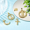 5Pcs 5 Styles Rack Plating Brass with Cubic Zirconia Pendants KK-TA0008-64-4