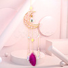 Wire Wrapped Natural Rose Quartz Moon with Tree of Life Pendant Decorations HJEW-K046-07G-05-1
