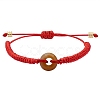 Natural Yellow Jade Donut Braided Bead Bracelet BJEW-SW00047-04-1
