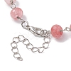 Cherry Quartz Glass Rondelle Beads Link Bracelets for Women BJEW-JB10262-01-4