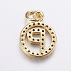 Long-Lasting Plated & Rack Plating Brass Micro Pave Cubic Zirconia Letter Charms ZIRC-A007-04P-G-2