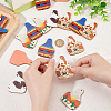 40Pcs 4 Style Single Face Printed Basswood Big Pendants WOOD-OC0002-66-3