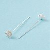 Brass Micro Pave Clear Cubic Zirconia Flower Head Pins KK-G413-01S-4