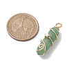 Natural Green Aventurine Double Terminal Pointed Pendants PALLOY-JF02672-02-3