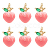 6Pcs Brass Micro Pave Cubic Zirconia Charms KK-PH0012-73-1