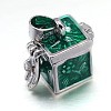 Cube with Flower Pattern Rack Plating Brass Enamel Prayer Box Pendants KK-L101-04-2