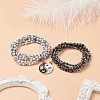 2Pcs 2 Color Lampwork Evil Eye & Glass Stretch Multi-strand Bracelets Set BJEW-JB08785-2
