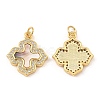 Brass Cubic Zirconia with Shell Pendants KK-K342-15G-2