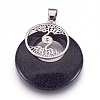 Synthetic Blue Goldstone Pendants KK-F751-B20-2
