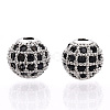 Rack Plating Brass Cubic Zirconia Beads ZIRC-S001-8mm-B03-3