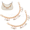 2Pcs Alloy Pink and White Enamel Flower Tassel Bag Decorative Chains AJEW-BBC0001-05-1