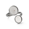 Non-Tarnish 304 Stainless Steel Open Cuff Ring Findings STAS-E124-05B-P-2