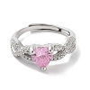 Rack Plating Brass Micro Pave Cubic Zirconia Adjustable Rings RJEW-D025-14P-02-2