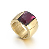 304 Stainless Steel & Glass Finger Rings FS-WGBA2F3-12-1