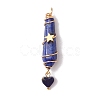 6Pcs 6 Styles Natural Carnelian & Green Aventurine & Rose Quartz & Quartz Crystal & Lapis Lazuli & Amethyst Copper Wire Wrapped Faceted Bullet Heart Pendants PALLOY-JF03482-01-3