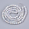 Electroplate Transparent Glass Beads Strands EGLA-T019-06L-2
