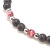 Natural & Synthetic Mixed Gemstone Beaded Stretch Bracelet with Clear Cubic Zirconia Cross for Women BJEW-JB08247-8