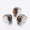 Natural Tiger Eye Wide Band Finger Rings RJEW-K224-A18-3