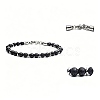 Natural Lava Rock Round Beaded Bracelets with 304 Stainless Steel Clasps WG47F3F-04-1