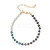 Brass & Dyed Natural Malaysia Jade Rondelle Beaded Bracelets for Women BJEW-JB13323-03-2