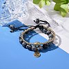 Round Natural Snowflake Obsidian Braided Beded Bracelets Set BJEW-JB07096-2