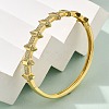 Brass Micro Pave Clear Cubic Zirconia Hinged Bangles for Women BJEW-S168-05G-2